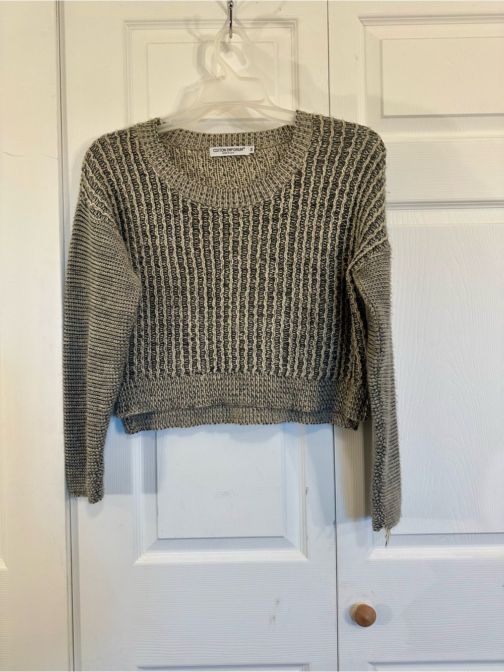 Cotton Emporium Cropped Crewneck Sweater
